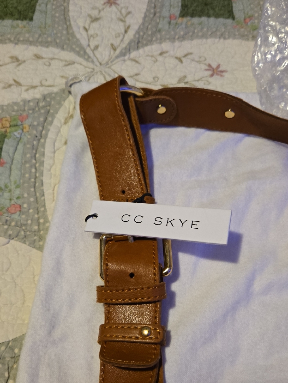 CC Skye Fringe Leather Crossbody Shoulder Bag - Tan - Picture 7 of 8